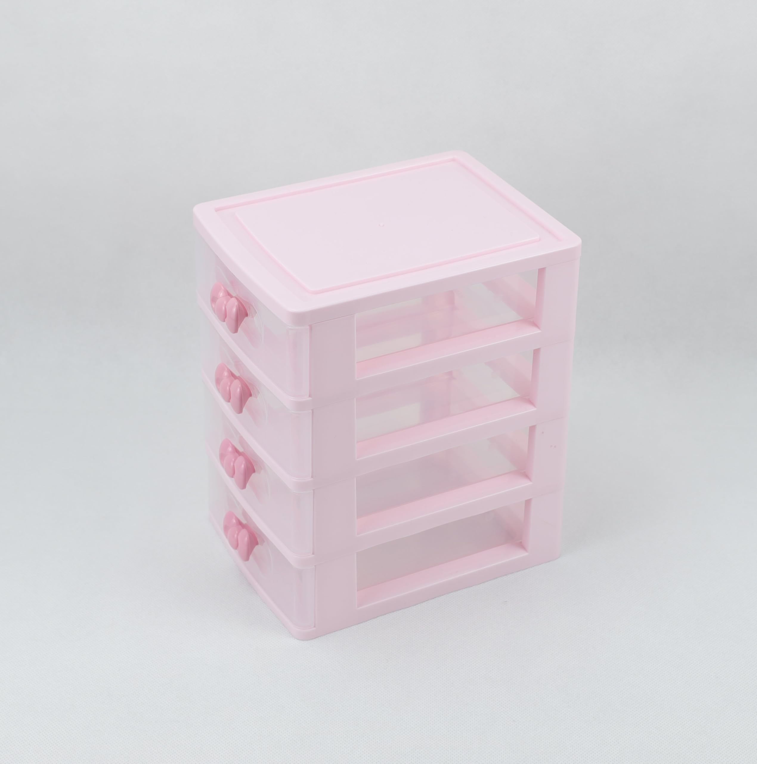 WQURC Lovely Pink Receiving Storage Cabinets Box With Multi-layers And Pink Bowknot Handle (Four layers (7.06 x 5.22 x 8.05 inches))