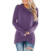 Fallorchid Womens Cowl Neck Tunic Tops Long Sleeve Pullovers Casual Drawstring Sweatshirts