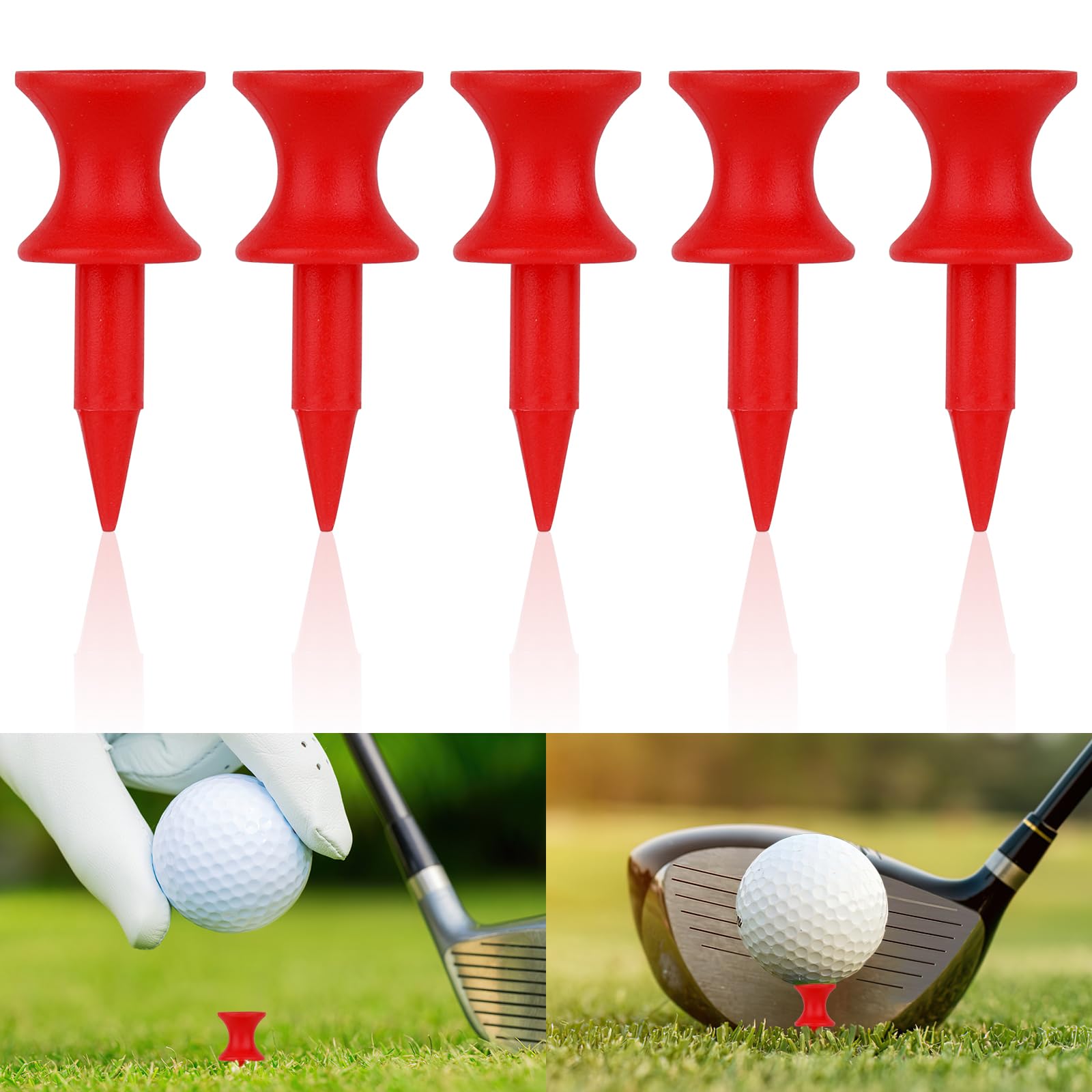 Weysoo Golf Tees Plastic, 100pcs Castle Golf Tees, Small Castle Tees, Highly Visible Bright Colors, Durable Winter Golf Tees (RED)