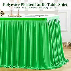 Partisky Green Polyester Table Skirt for Rectangle
