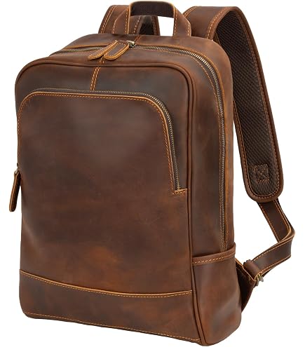 brass tacks leather backpack Leathercraft Rucksack for Men Women Casual Travel Daypack 15.6 inch Laptop Bookbag Dark Brown : Electronics Product_Backpack Hello Kitty® Mushroom Large stain removal Color:Stormshadow Gray