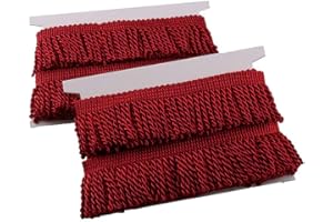 HEARTWISH Curtain Fringes Bullion Fringe Trim 2.5Inch Wide 5 Yards Long,Fabric Trims and Embellishments Curtain Weights Fringes for Sewing DIY Decoration Black Gold White (Dark red)