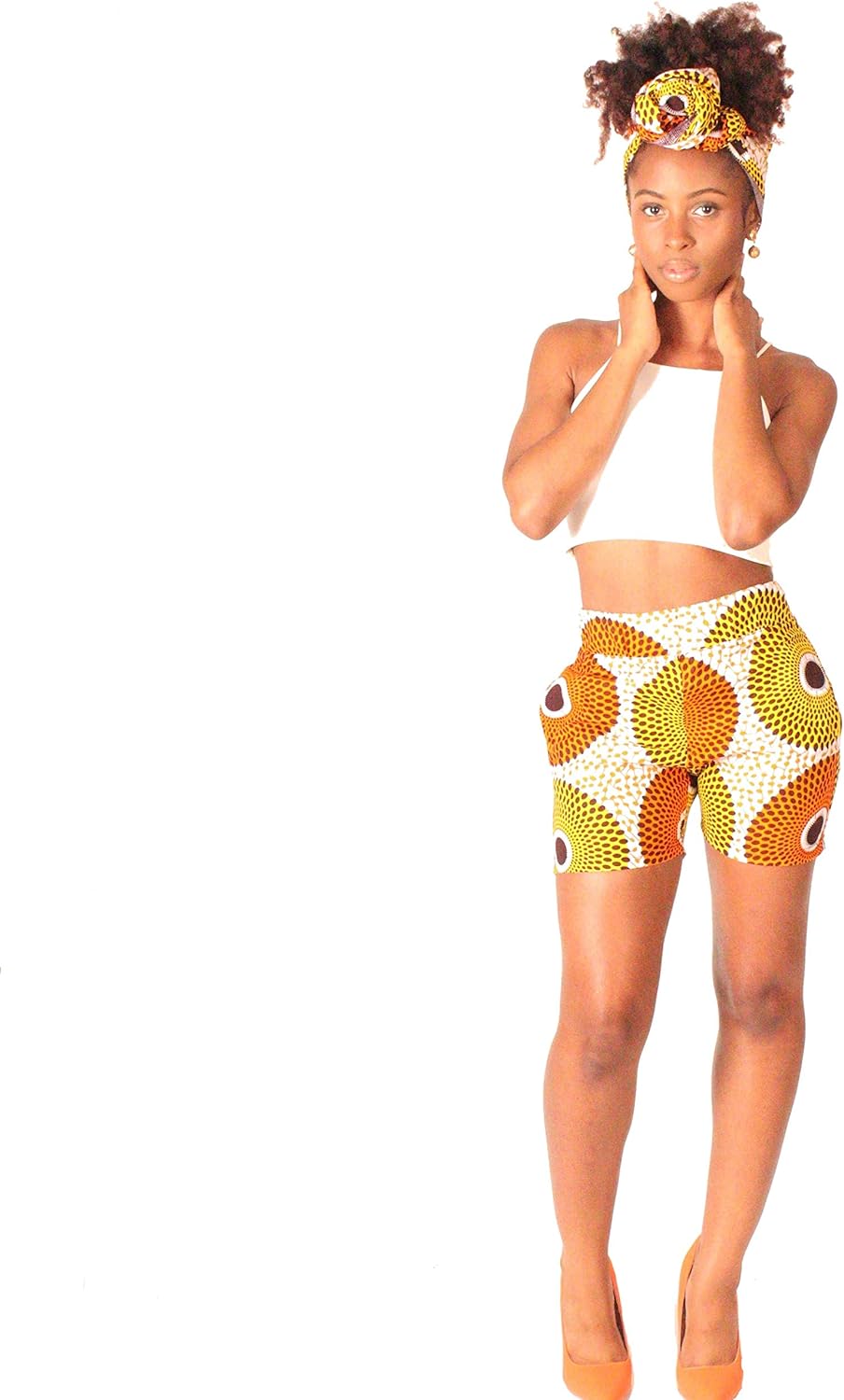 african print high waisted shorts