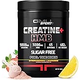 GMU SPORT Creatine 2.0 –Flavored Creatine + HMB Powder | 45 Servings |5g Creatine Monohydrate + 3g HMB + Piperine |Strength, Recovery & Muscle Builder | Strawberry Lemonade Drink Mix for Men & Women