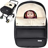 Orzbow Car Seat Covers for Babies Winter, Universal Baby Car Seat Cover with Adjustable Collar, Waterproof Carseat Cover with Zipper, Warm Coral Fleece, Detachable and Machine Washable, Black