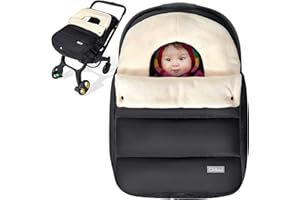 Orzbow Car Seat Covers for Babies Winter, Universal Baby Car Seat Cover with Adjustable Collar, Waterproof Carseat Cover with Zipper, Warm Coral Fleece, Detachable and Machine Washable, Black