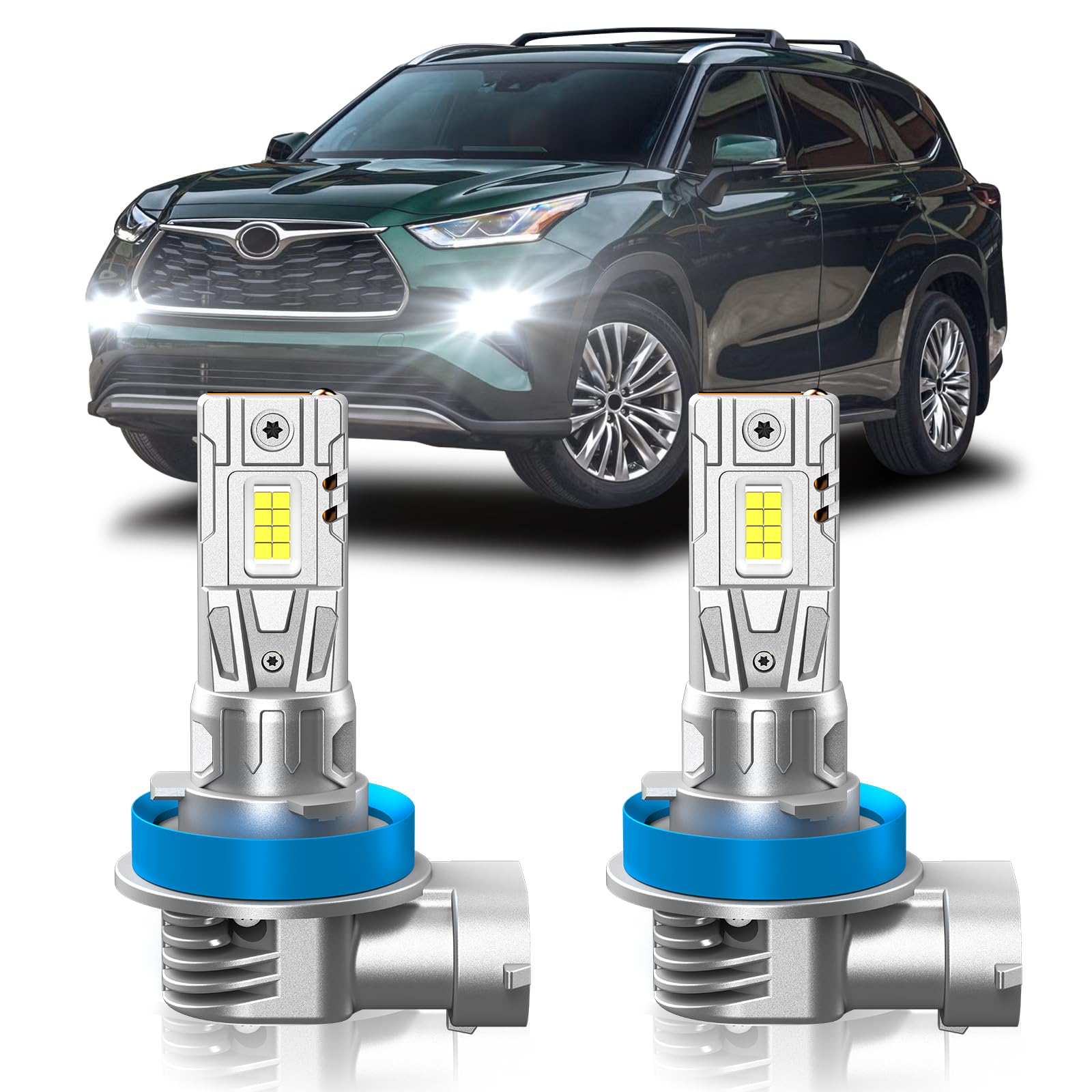 Photo 1 of ZSTOPCL Fit for Toyota Highlander 2008-2010&2014-2023 Fog Light Bulbs or DRL, 6000K Cool White 700% Brightness, Real 1:1 Size Plug and Play, Pack of 2