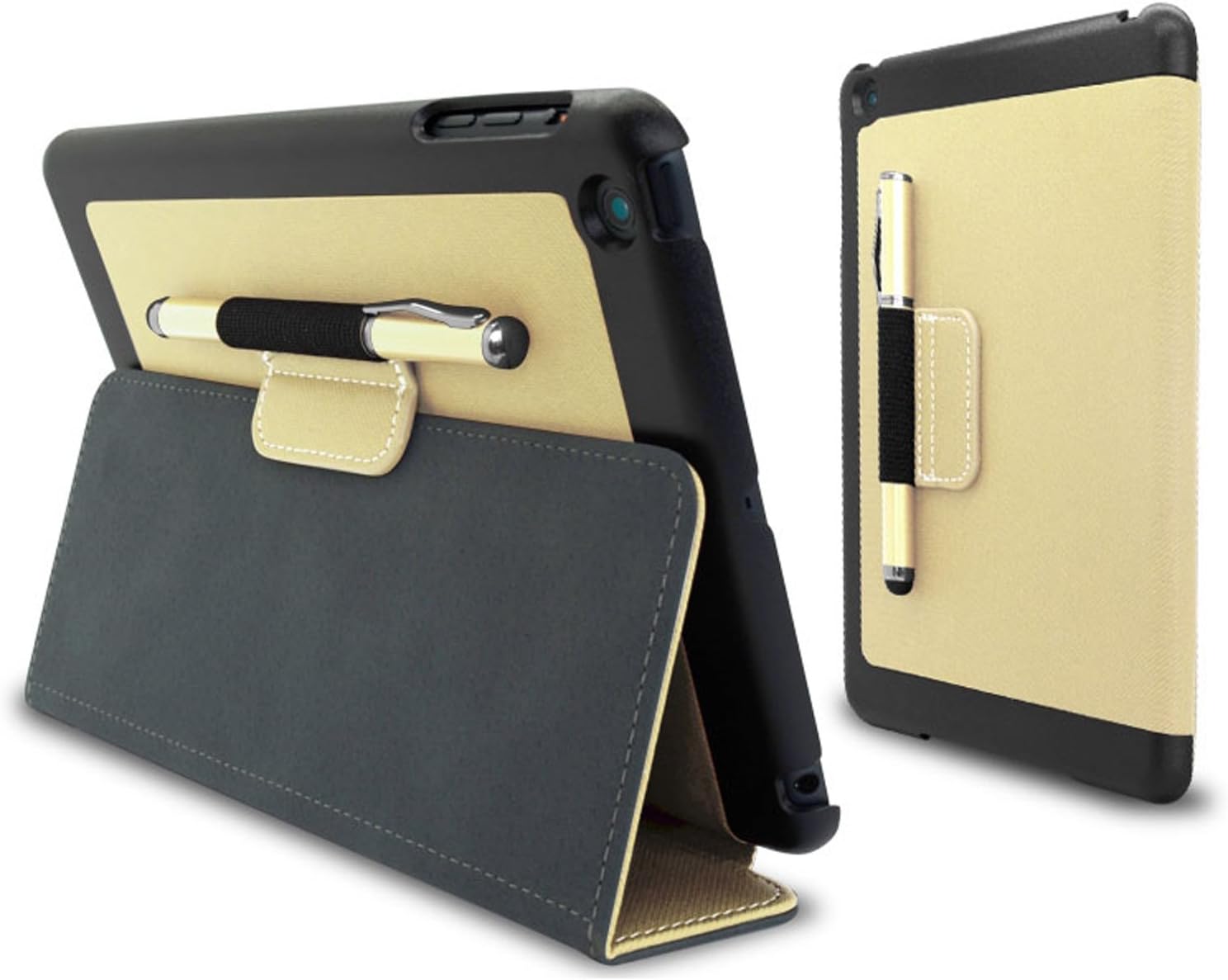 Caseink ® - Case Cover Luxe Jeans Fabric Cream iPad Mini