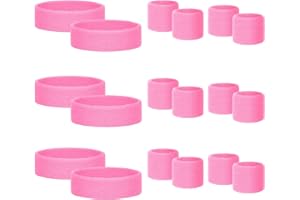 Samoyee 18 Pcs Sweatbands for Kids Sports Colorful Elastic Headband Wrist Bands Sets Moisture Wicking Sweat Band for Team Activity, Basketball, Football, Running, Gym & Exercise