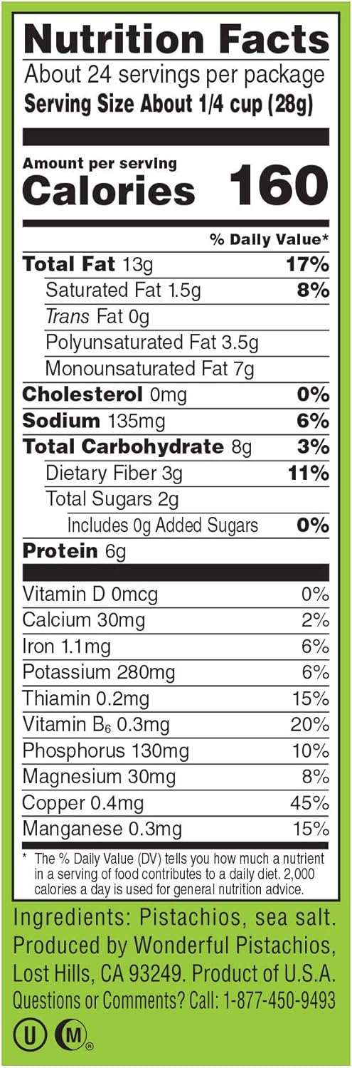 Wonderful Pistachios, No Shells, Roasted & Salted, 24 Ounce Resealable Bag : Snack Pistachio Nuts : Grocery & Gourmet Food