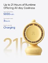 JISULIFE Chic Stroller Fan 2026 Yellow Quadpod 21H 100 Speeds 120° Oscillation view 3
