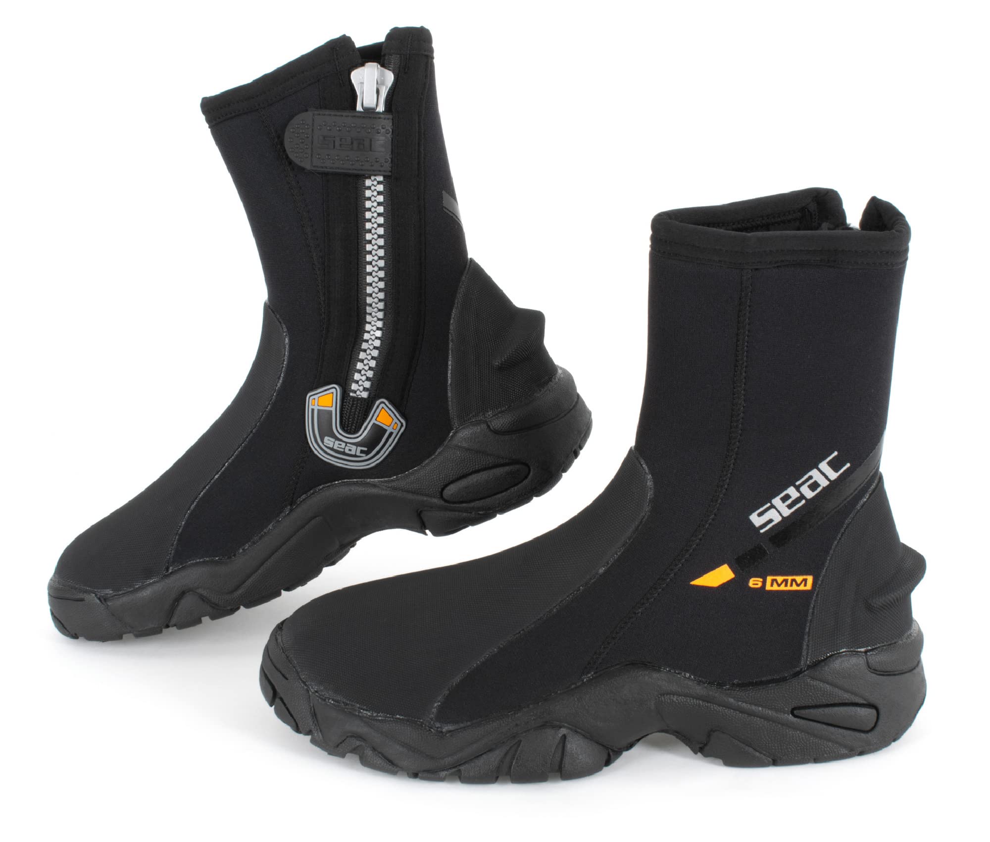 SEAC Pro HD 6 mm Neoprene Diving Boots with Rigid Grip Sole and Side Zip, XXL