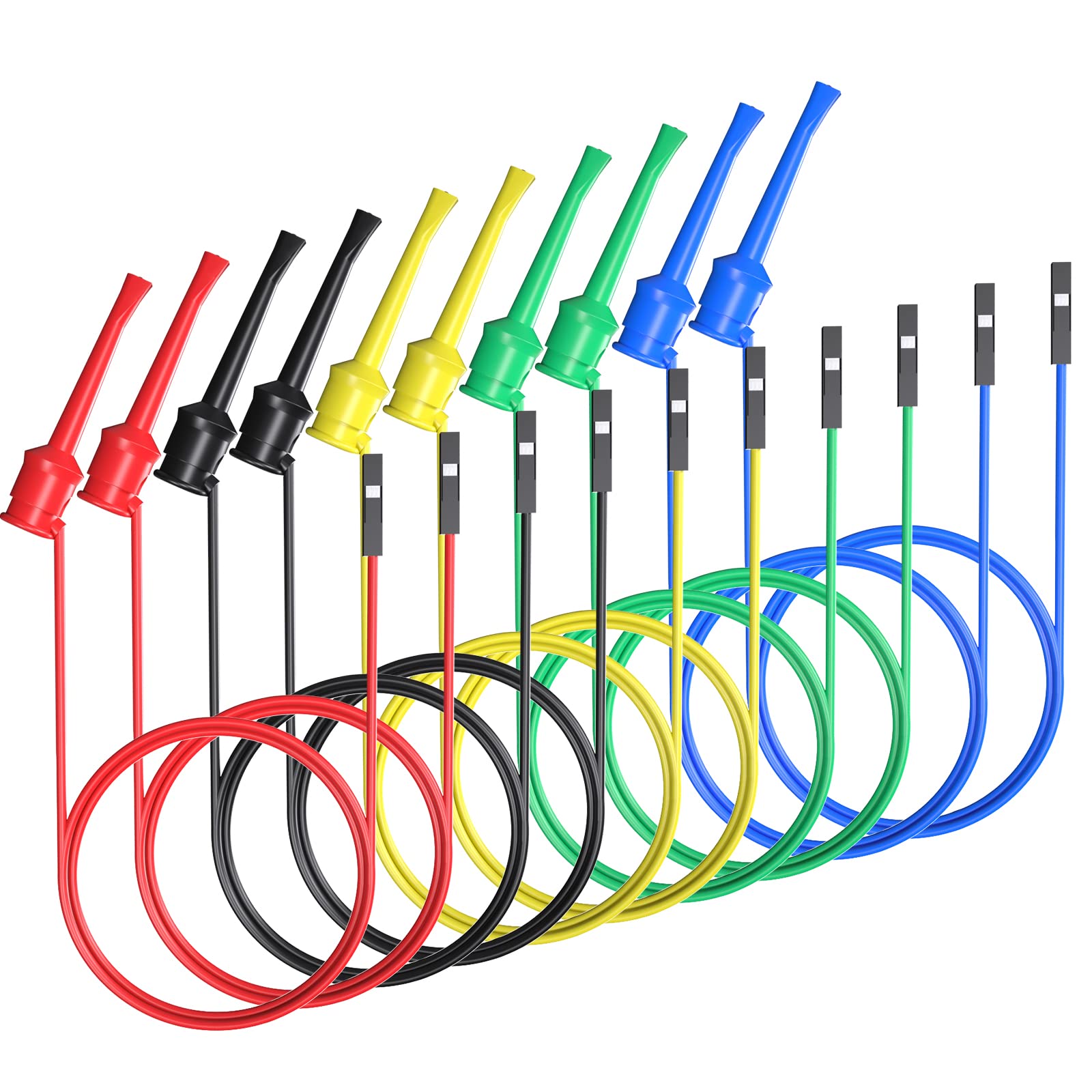 Goupchn Mini Grabber Test Hooks to Breadboard Female Jumper Wires Soft Flexible Silicone Test Leads for Electrical Testing