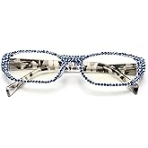 ICARA Bling Rhinestone Reading Glasses Fashion Ladies Readers Spring Hinge with Pattern Print Eyeglasses for Women