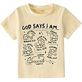 Kids Toddler Little Boys T-Shirt God Says I Am Construction Bible Verse Truck Excavator Tractor Shirt 2-7 Years