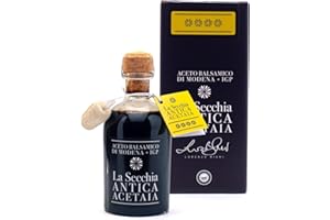 La Secchia - Aceto Balsamico di Modena IGP Italy "Four Stars", Aged in 16 Juniper Barrels, Medium-High Density, 250 ml Bottle