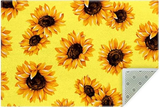 Alfombras de girasol dibujadas a mano para el hogar, para el comedor