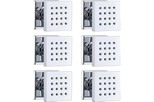 Homedec®Shower Spa Brass Square Massage Jets Spray Body Shower Set, Chrome Finish(Pack of 6)