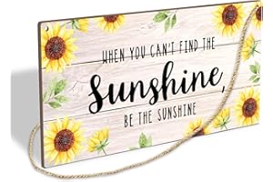 LESIXUR Be The Sunshine Wooden Hanging Sign Plaque, Sunflower Wall Decor Sign With Inspirational Quotes, Rustic Wood Sign Wall Art for Home Nursery Living Dining Room Farmhouse Garden Yard - A21