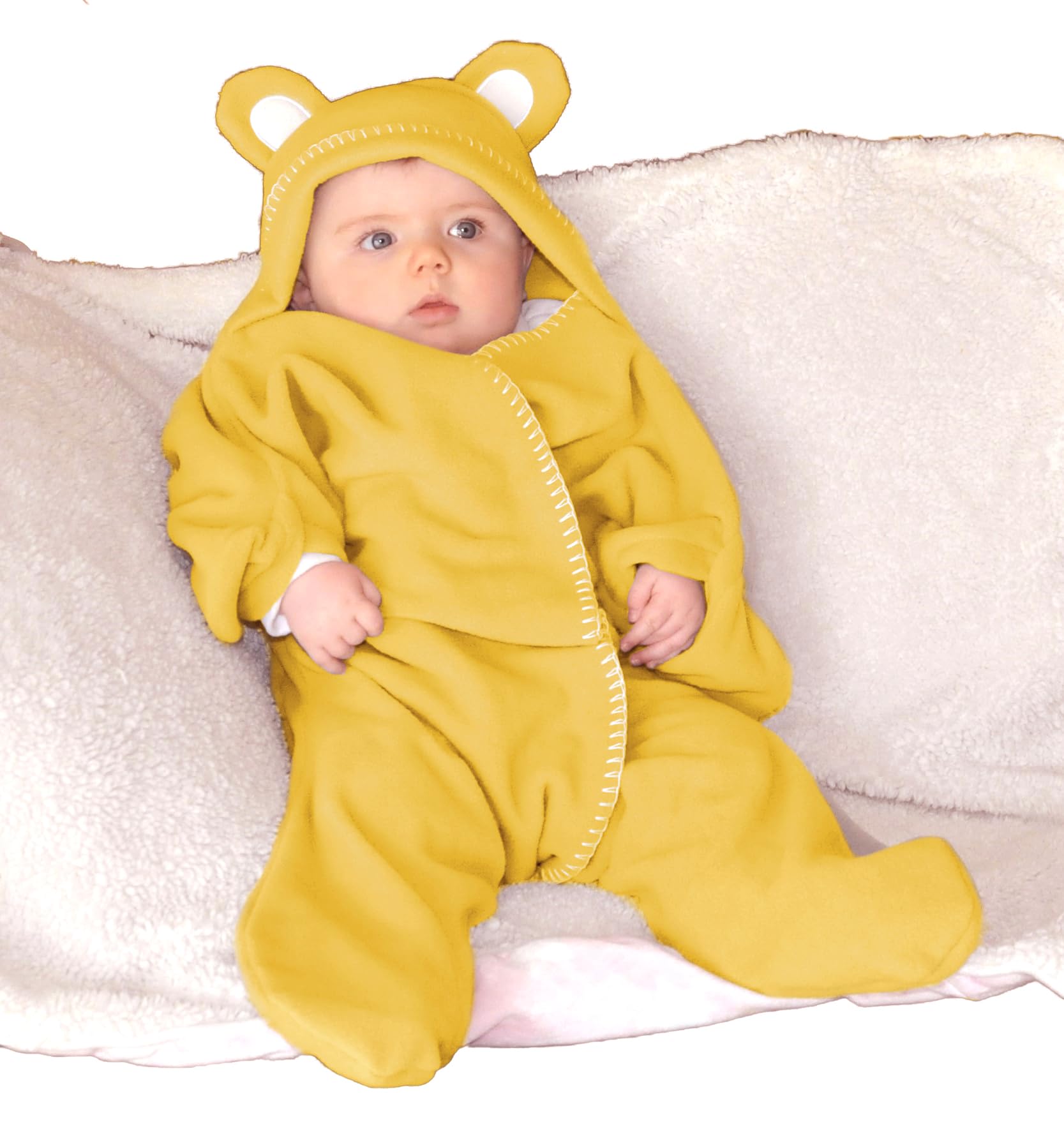 Baby Wrap blanket in Luxury Gift Box by BABY BLISS Star Wrap Fleece for Newborns Infants and Toddlers 2 – 12 Month’s Boy Girl Super Soft Great for Travel Strollers and Car Seats (Lemon) — image 1