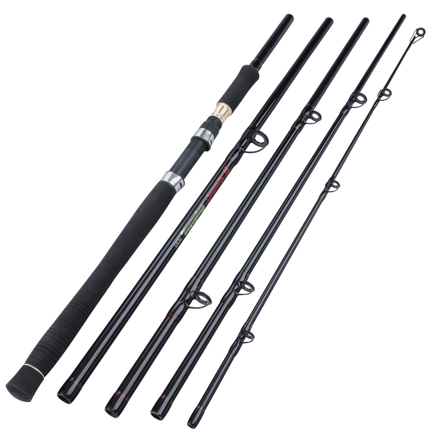 Sougayilang Carp Fishing Rod Carbon Fiber 3M 5 Section Portable Carp Fishing Rod with EVA Comfortable Handle for Saltwater or Freshwater Carp Fishing - 5LH