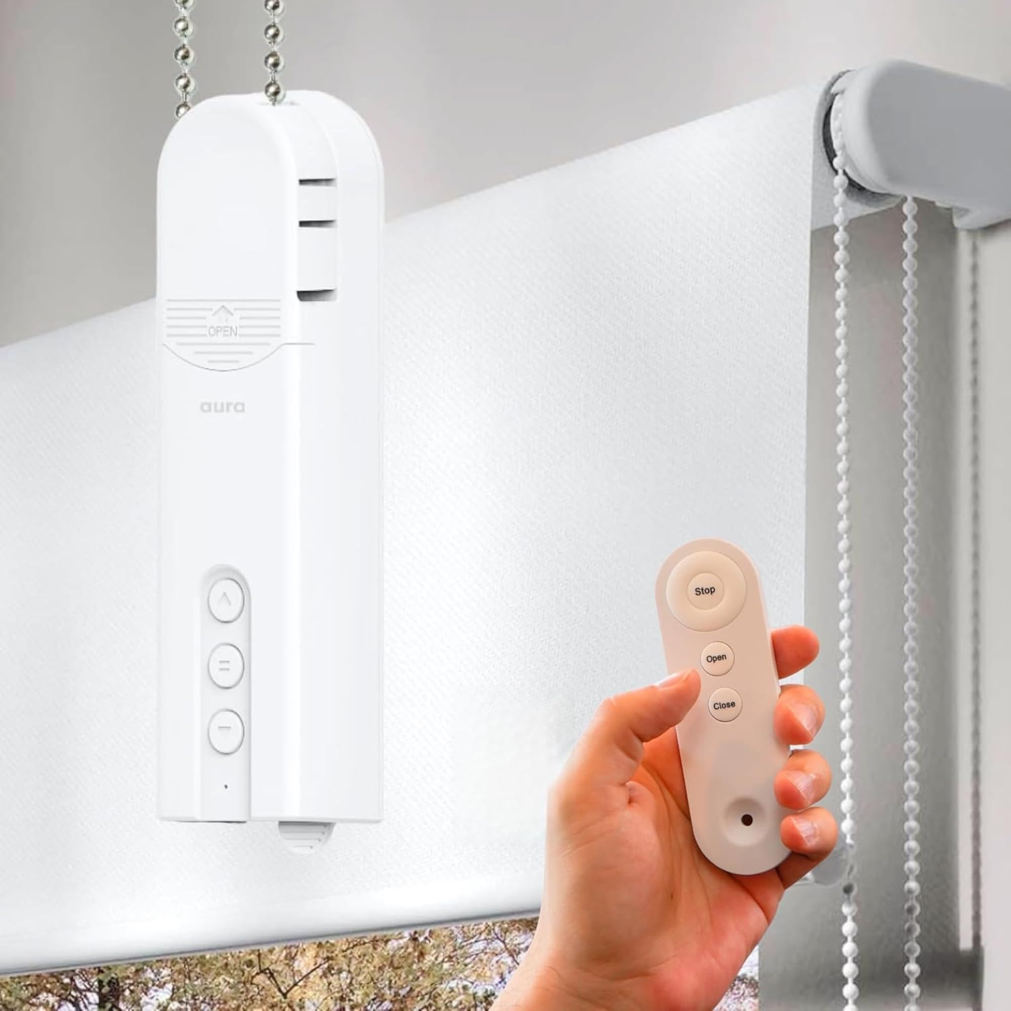 Photo 1 of Aura Roller Smart Shade Driver, Remote Control & WiFi Dongle | Automate Existing Blinds | Beaded Window Shade Compatible | Rechargeable Long-Life Battery | Set Up Schedules | Hands Free Voice Control