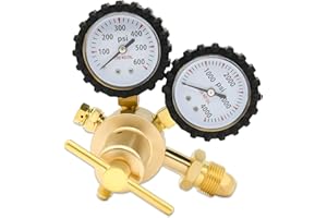 NAKAO Nitrogen Regulator 0-600PSI CGA580 Inlet, 1/4-Inch Male Flare Outlet Connection,Heavy-Duty Handle,Self-reseating Relief Valve,Nitrogen Tank Regulator