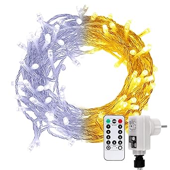 LE 100 LEDs 10M Lichterkette mit Fernbedienung, Kaltweiß und Warmweiß dimmbar, Strombetrieben plus 3 Meter Stromkabel, ideal 