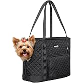Pecute Dog Purse Carrier, Dog Carrier with Pockets for Small Dogs, Fits Dogs 5 lbs to 9 lbs, Cat and Puppies Tote Bag, Outing, Travel, Vet, Black
