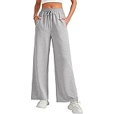 Umenlele Women's Wide Leg Drawstring Lounge Sweatpants Baggy Pants with Side Pockets