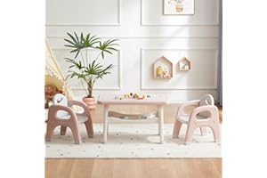 GITAWUSA Kids Table and 2 Chairs Set, Large Built-in Storage, Montessori Toddlers Table and Chairs Set, Kids Activity Table for Drawing Dining Playing, CPSC & ASTM Approved, Pink