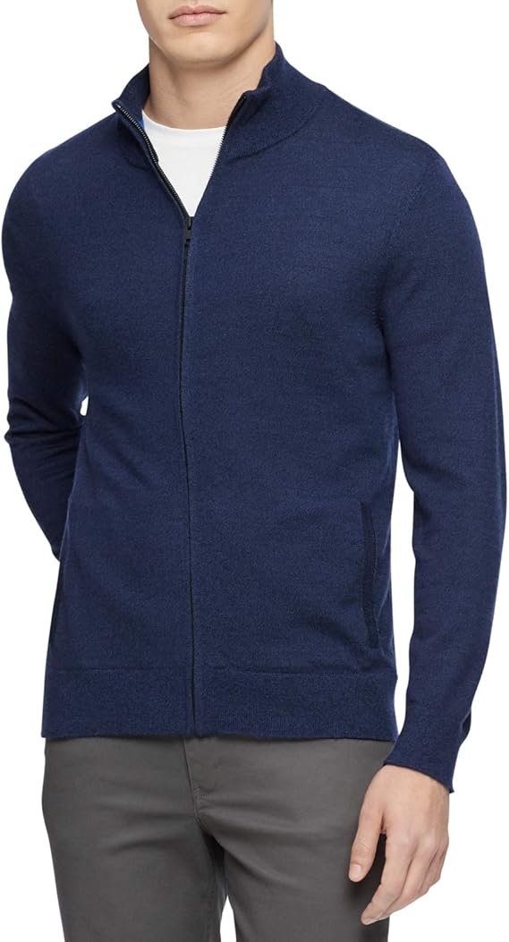 Calvin Klein Men's Merino Sweater Full Zip at Amazon Men’s Clothing store