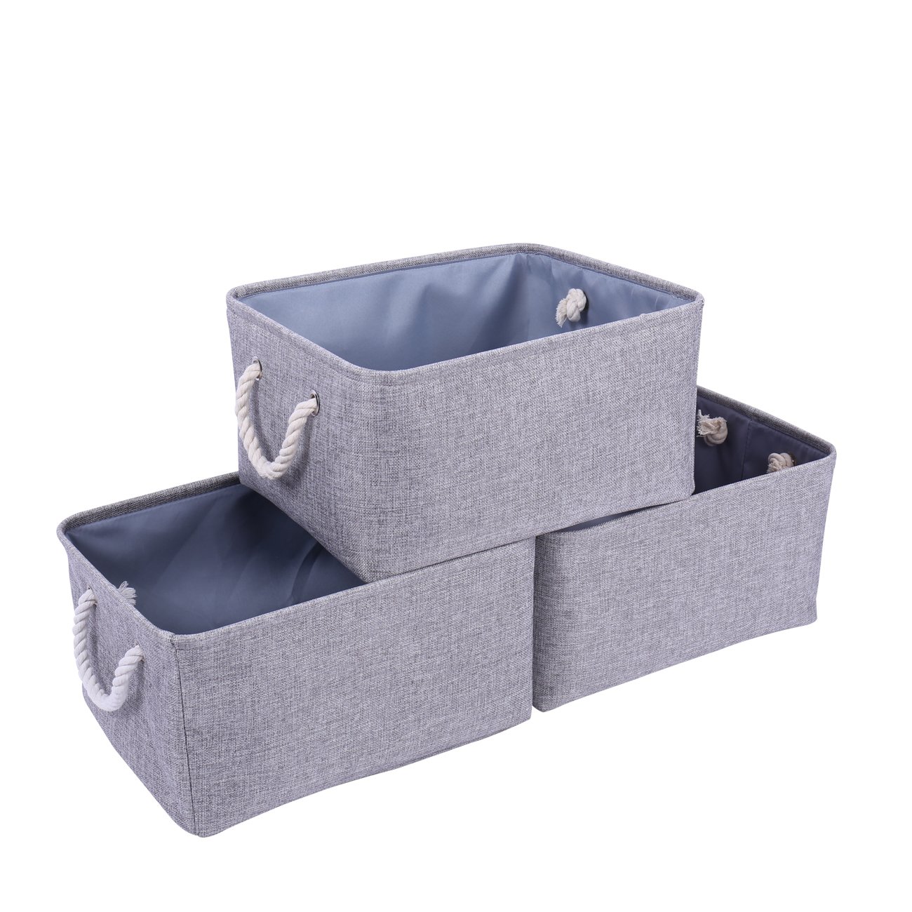 tegance Grey Basket Storage Baskets [3Pack] Fabric Baskets Rectangular
