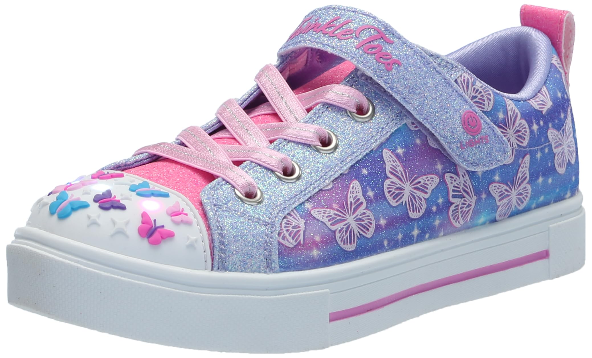 Photo 1 of Skechers Girls Twinkle Sparks Sneaker, Lavender/Multi, 9 Toddler