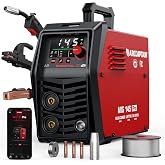 ARCCAPTAIN MIG145 Pro Flux Core MIG Welder 145A 120V 3-in-1 Welding Machine | APP Control, Gasless MIG with Synergy, Beginner Friendly, Clear Dispaly, MMA Stick Welding, Lift TIG, Home Repair, Metal DIY