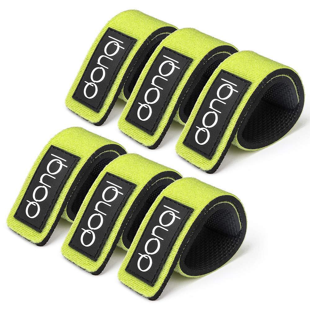 DONQL Fishing Rod Straps, Nylon & Rubber, 6-Pack (Green), 25cm x 3.5cm, Rod Holders, Fishing
