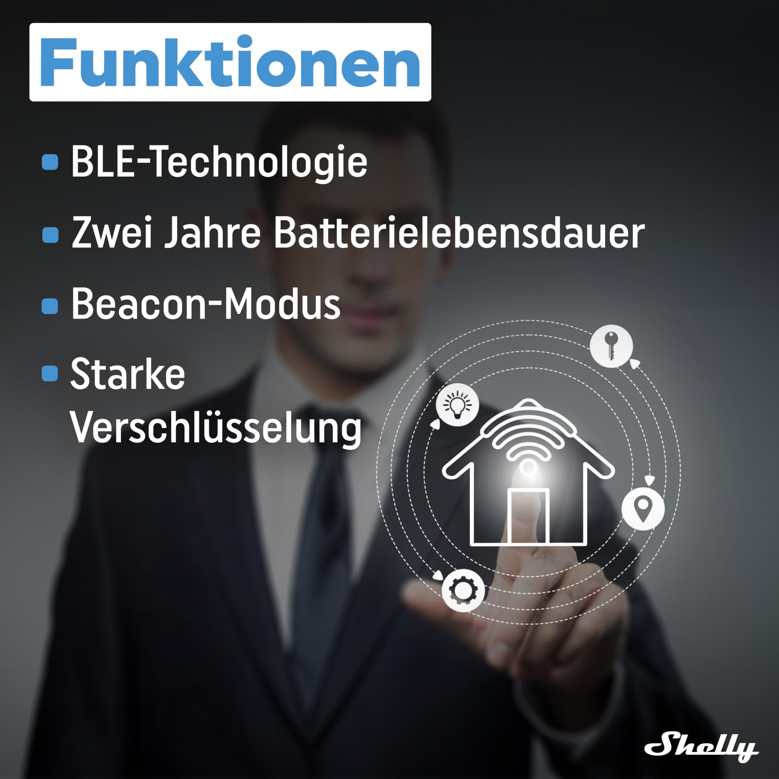 Shelly BLU Wall Switch 4 Stand-Alone - Bluetooth-Schalter, Кeine Verkabelung Еrforderlich, Beleuchtung, Multi-Klick, Starke Verschlüsselung, Alexa & Google Home, Bluetooth Gateway Erforderlich 6