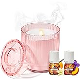 Lifelines Flameless Candle Diffuser with 2 Clickwick Essential Oil Blends | Cordless &amp; Waterless Diffuser for Home - Scented Electric Candles Blow Out Flame - Pink Jar
