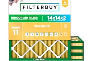 Filterbuy 14x14x2 Air Filter MERV 11 Allergen Defense (4-Pack), Pleated HVAC AC Furnace Air Filters Replacement (Actual Size: