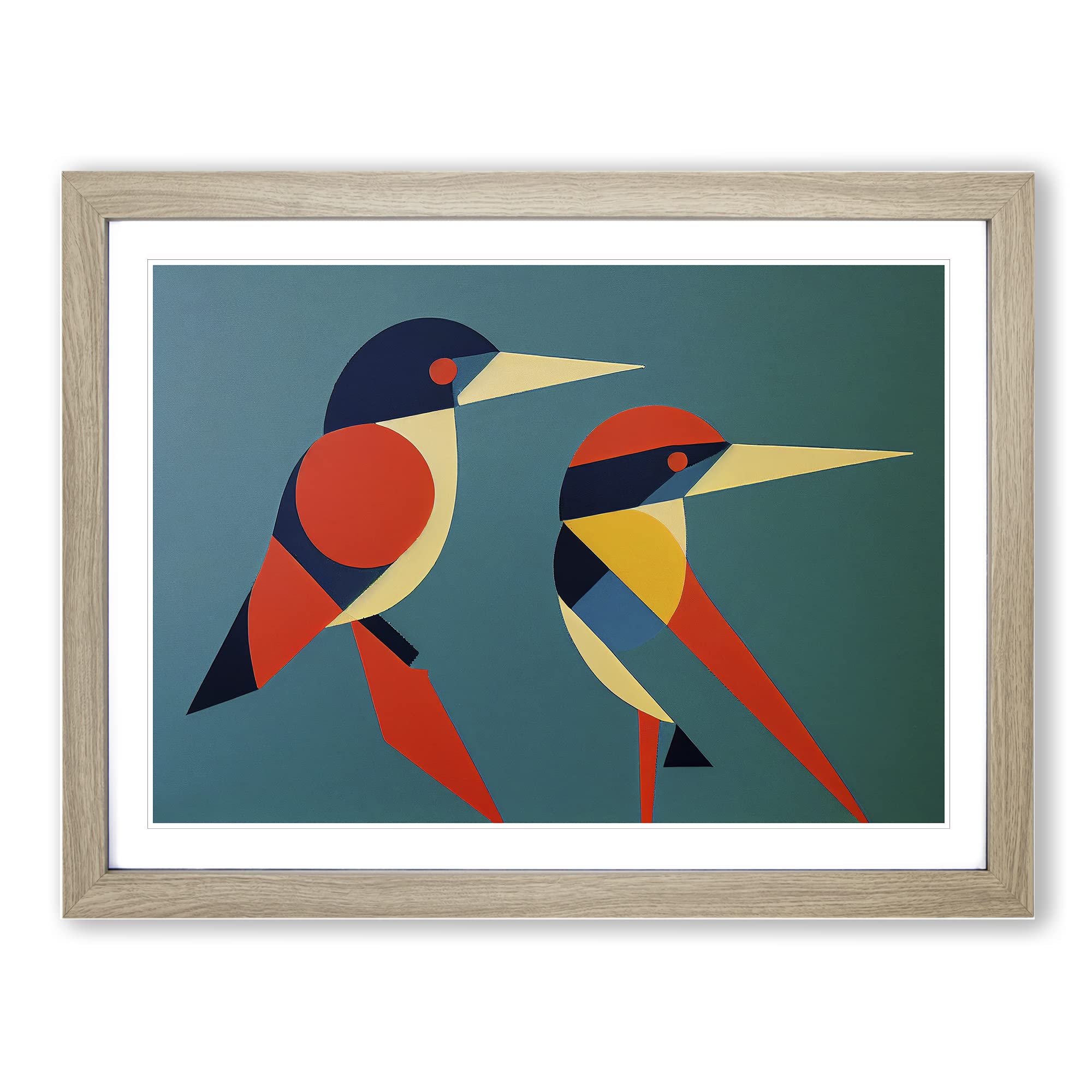 Kingfisher Bird Abstract Vol.1 Framed Print | A4 Oak Framed Wall Art | Ready to Hang | Abstract Fantasy Picture | Living Room Bedroom Lounge Office