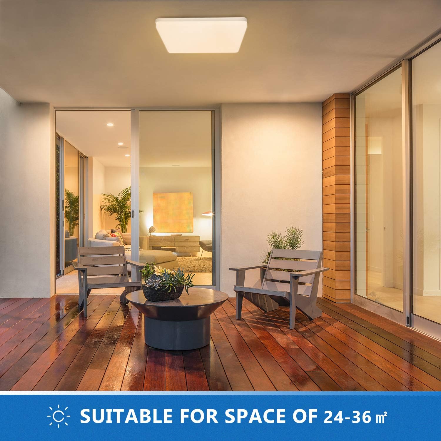 Combuh Ceiling Light 48W 12 Inch Square Flush Mount LED Close to Ceiling Lamp Fixture Warm White 3000K for Kitchen Hallway Balcony Stairwell Not-dimmable: Home Improvement