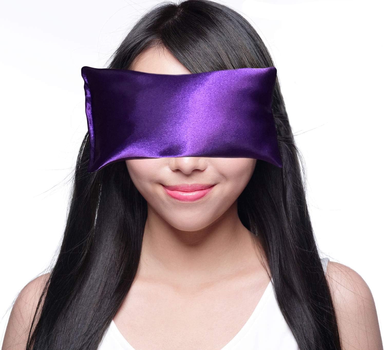 Happy Wraps Lavender Eye Pillow and Free Sleep Mask - Hot Cold Aromatherapy during Yoga, Sleeping, Stress, Relaxation. Gifts for Women, Nurses, Doctors, Coworkers, Christmas - Amethyst