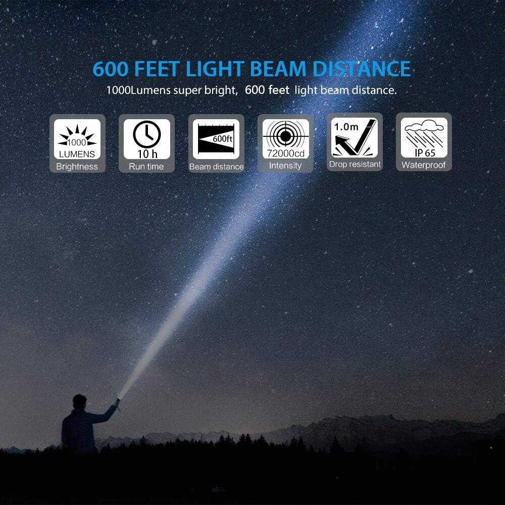 Hoxida USB Rechargeable Flashlight (Battery Included), Magnetic LED Flashlight, Super Bright LED Tactical Flashlight with Cob Sidelight, Waterproof, Zoomable Best Flashlight for Camping, Emergency - - 