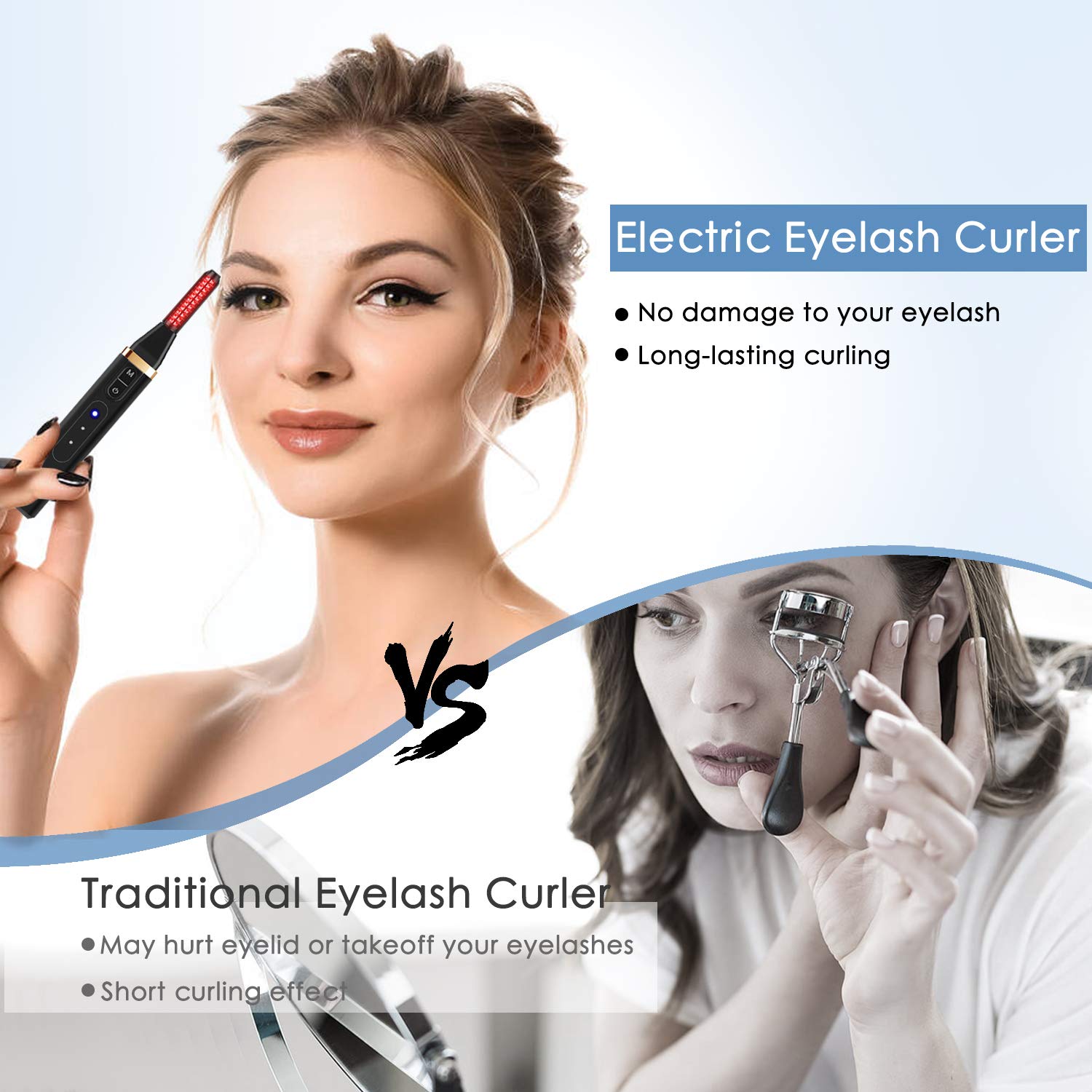 Heated Eyelash Curler, Demonlick Rechargeable Electric Eyelashes Curlers with Double-Sided Eyelash Brush, Quick Long-Lasting Mini Eye Lash Make-Up Tool for Girls Women Gift : Beauty