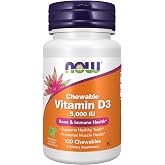 NOW Supplements, Vitamin D-3 5,000 IU, Mint Flavor, 120 Chewables