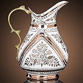 Copper Water Pitcher Jug for Drinking Hammered Ayurvedic Vessel Moscow Mule Metal Stainless Farmhouse Drinks Restaurant Kitchen Pure Container Silver Cups Milk Handmade Vintage Gallon Dispenser Fancy