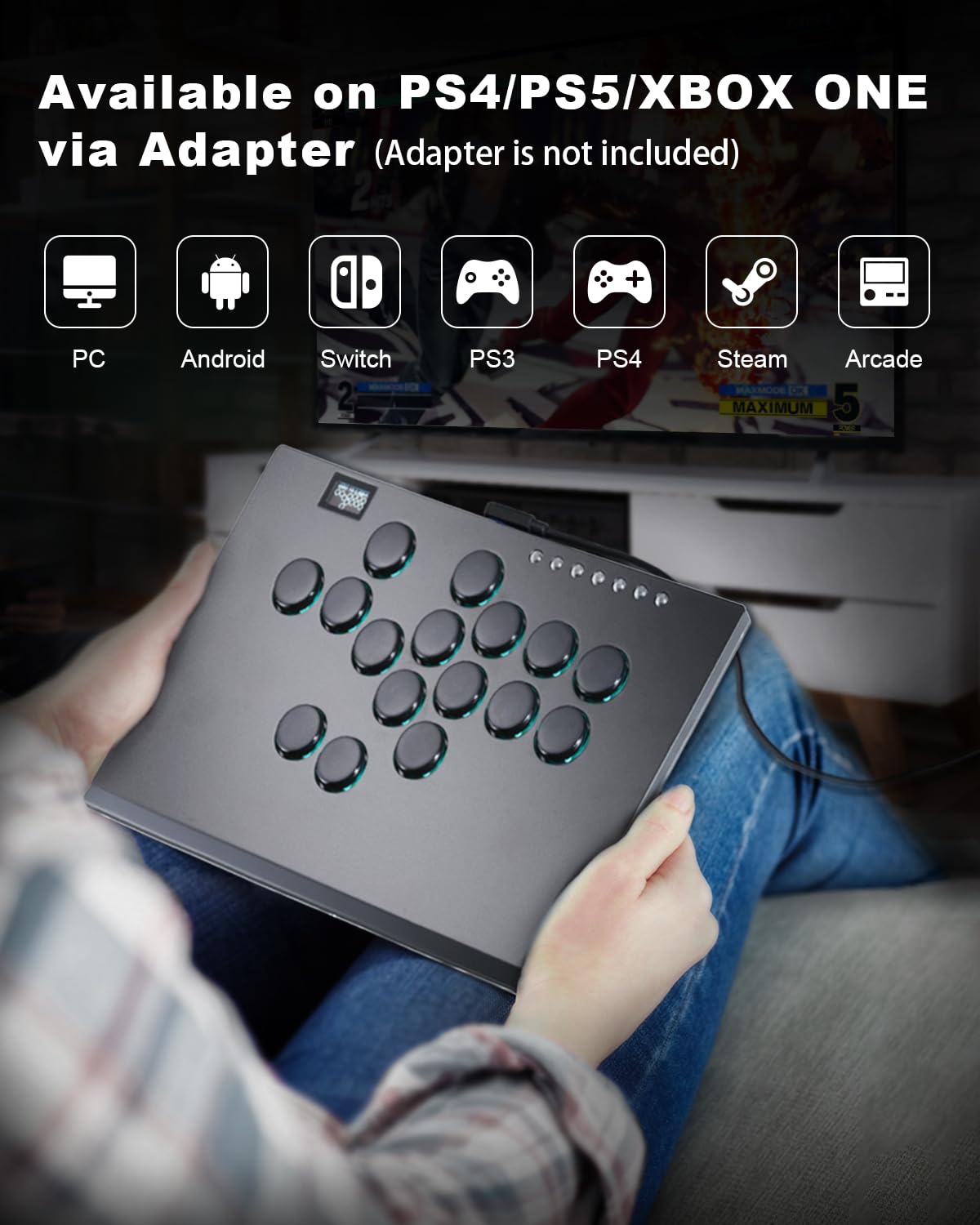 ONEED Haute42 Leverless Controller Arcade Stick: M16 Plus Black Aluminum Leverless Arcade Stick for PC/PS3/PS4/Switch Game,Crystal Low-Profile Switch Arcade Stick Support Hot Swap & SOCD