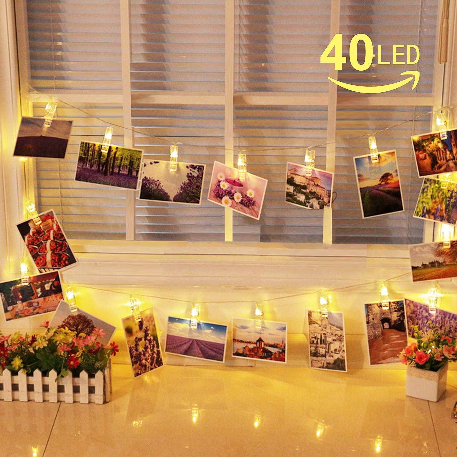 Photo Clip String Lights,Fairy Light Pegs Plug in Led Warm White String
