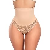 Werena Thong Shapewear Tummy Control for Women Mid Waist Body Shaper Underwear Lace Shaping Thongs Slimming Girdle Panties