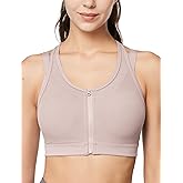 Yvette High Impact Women Sports Bra Front Closure Double Deck Mesh Running Bra for Plus Size